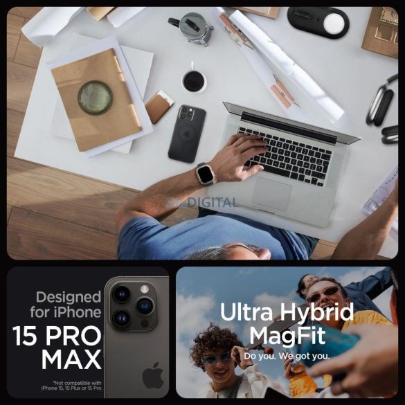 SPIGEN ULTRA HYBRID MAGSAFE iPhone 15 PRO MAX FEKETE tok