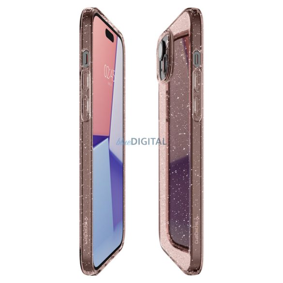 Spigen Liquidy Crystal tok iPhone 15 Plus rózsaszín átlátszó csillogós