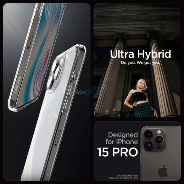 SPIGEN ULTRA HIBRID iPhone 15 PRO ÁTLÁTSZÓ tok