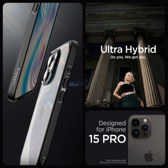 SPIGEN ULTRA HIBRID iPhone 15 PRO FAGY FEKETE tok