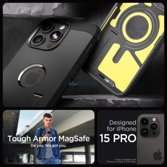 SPIGEN TOUGH ARMOR MAGSAFE iPhone 15 PRO FEKETE tok