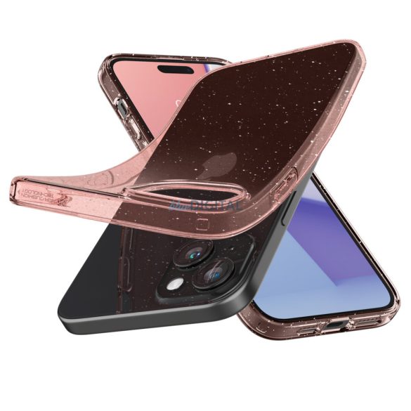 SPIGEN Liquid Crystal Glitter tok iPhone 15 - rózsaszín