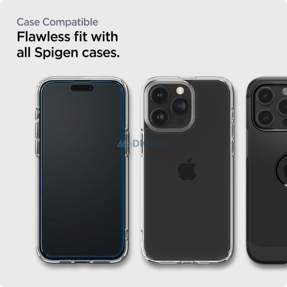 SPIGEN ALM GLASS FC 2db iPhone 15 PRO MAX FEKETE EDZETT ÜVEG