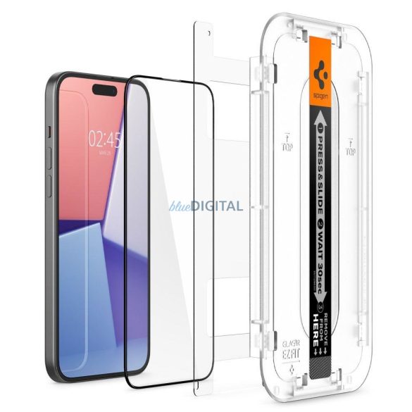 SPIGEN GLAS.TR "EZ FIT" EDZETT ÜVEG FC iPhone 15 PLUS FEKETE