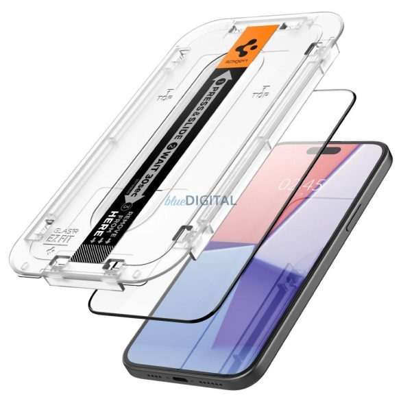 SPIGEN GLAS.TR "EZ FIT" EDZETT ÜVEG FC iPhone 15 PLUS FEKETE