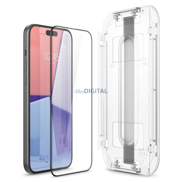 SPIGEN GLAS.TR "EZ FIT" EDZETT ÜVEG FC iPhone 15 PLUS FEKETE