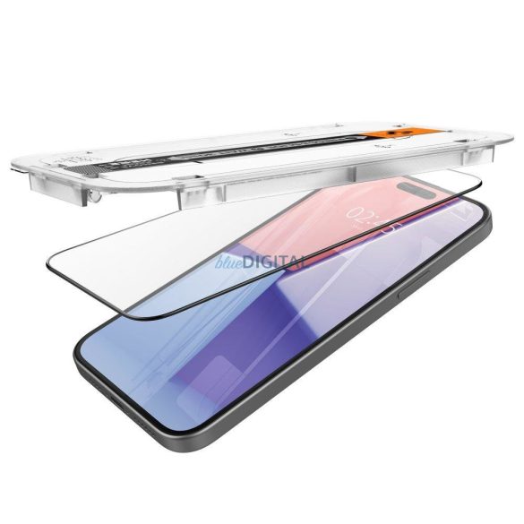 SPIGEN GLAS.TR "EZ FIT" EDZETT ÜVEG FC iPhone 15 PLUS FEKETE