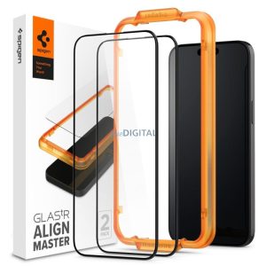 SPIGEN ALM GLASS FC 2 CSOMAG iPhone 15 PRO FEKETE EDZETT ÜVEG