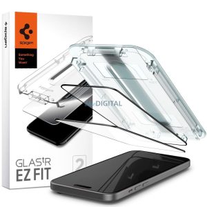 SPIGEN GLAS.TR "EZ FIT" EDZETT ÜVEG FC 2db iPhone 15 FEKETE