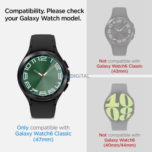 SPIGEN GLAS.TR "EZ-FIT" EDZETT ÜVEG 2 CSOMAG GALAXY WATCH 6 CLASSIC (47 MM) ÁTLÁTSZÓ