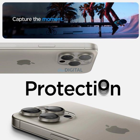Spigen Optik.tR EZ Fit kameravédelem iPhone 14 Pro / Pro Max / 15 Pro / Pro Max - natúr titán 2 db. fólia