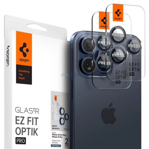 Spigen Optik.tR EZ Fit kameravédelem iPhone 14 Pro / Pro Max / 15 Pro / Pro Max - Titán kék 2 db. fólia