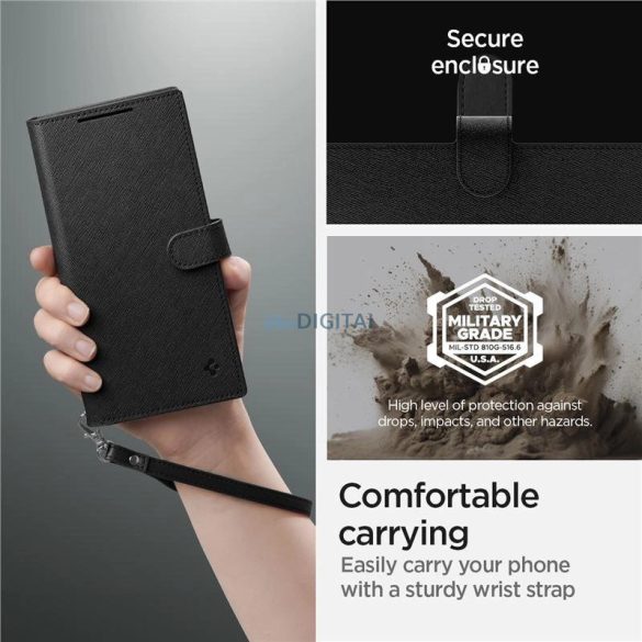 Spigen Wallet S Plus tok Samsung Galaxy S24 Ultra készülékhez - fekete