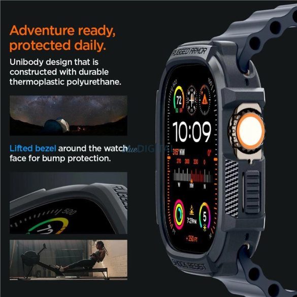 Spigen Rugged Armor tok Apple Watch Ultra 1 / 2 (49 mm) - sötétszürke színben