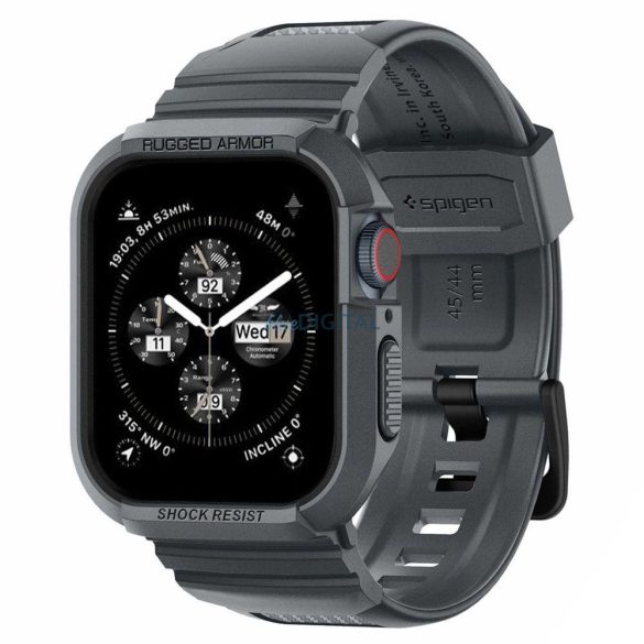 Spigen Rugged Armor Pro tok Apple Watch 4 / 5 / 6 / 7 / 8 / 9 / SE (44 / 45 mm) - Sötétszürke