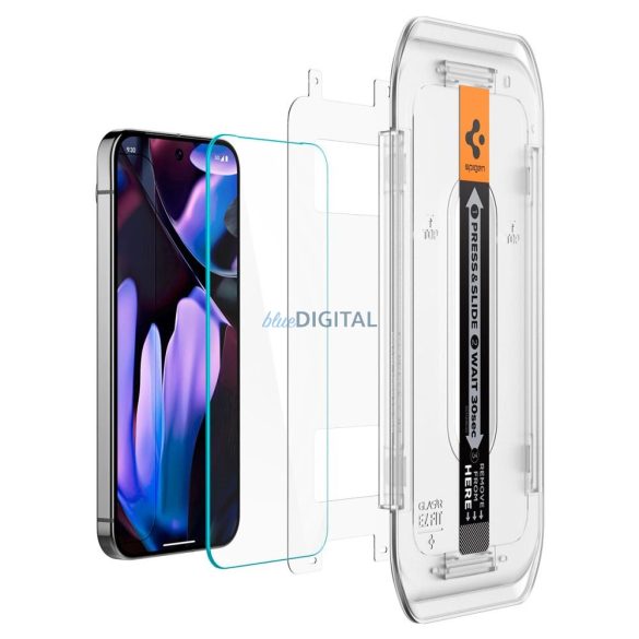 Spigen Glas.tR EZ Fit edzett üveg felhelyezést segítő kerettel Google Pixel 9 / 9 Pro - 2 db