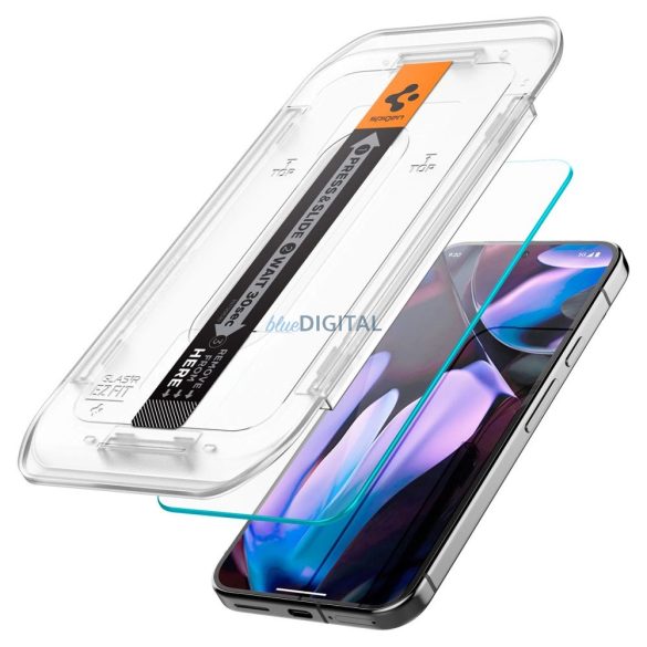 Spigen Glas.tR EZ Fit edzett üveg felhelyezést segítő kerettel Google Pixel 9 / 9 Pro - 2 db