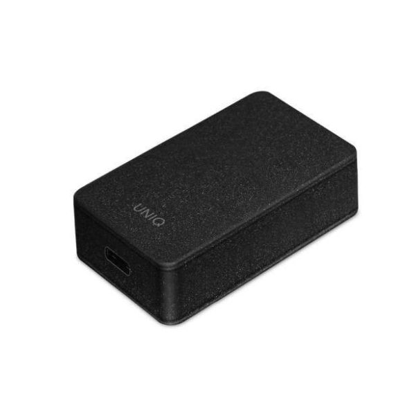 UNIQ kormányzás. hálózaton. Versa Slim USB PD-C 18W + USB-kábelt az USB-C-C fekete / szénfekete (LITHOS Collective)