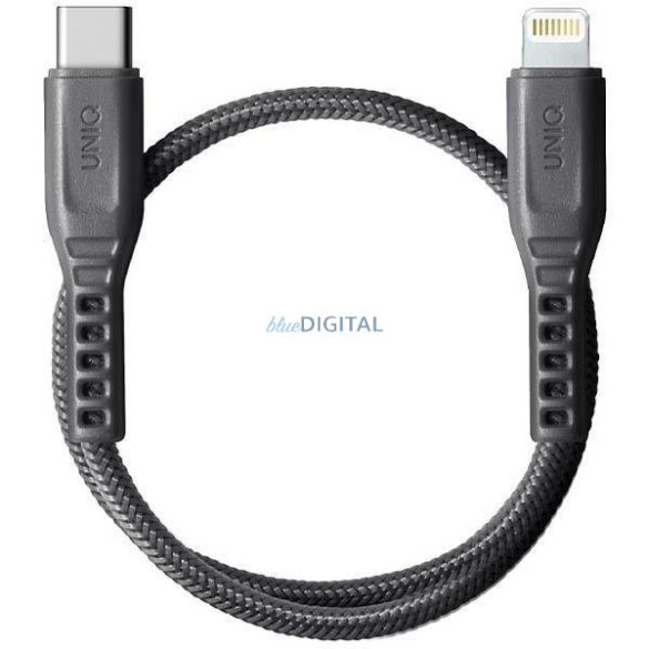 Uniq Flex kábel USB-C- Lightning 18W nejlon 30cm carbon szürke