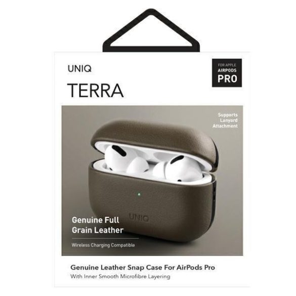 Uniq tok Terra Airpods Pro valódi bőr Oliva