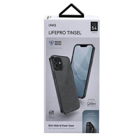UNIQ LifePro aranyszövetes védőtok iPhone 12 mini fekete telefontok