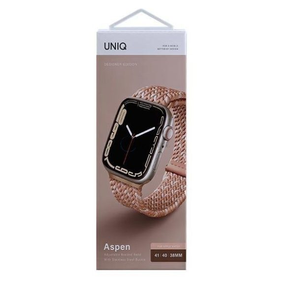 UNIQ Aspen csereszíj Apple Watch 4/5/5/6/7/8/SE/SE2 40/38/41mm rózsaszín