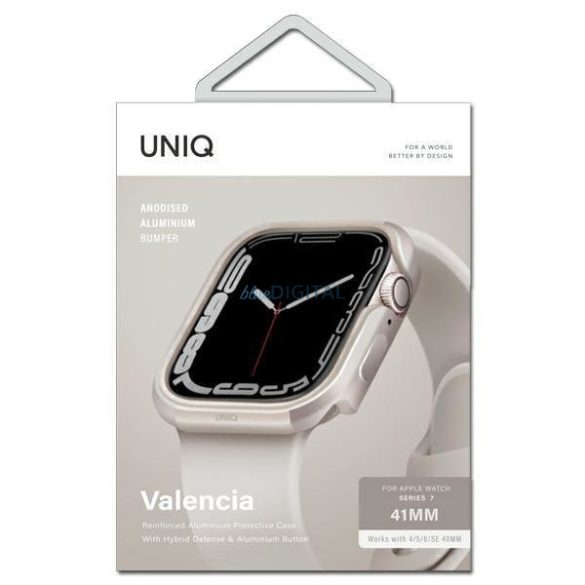 UNIQ etui Valencia Apple Watch Series 4/5/6/7/8/SE 40/41mm krémszínű tok