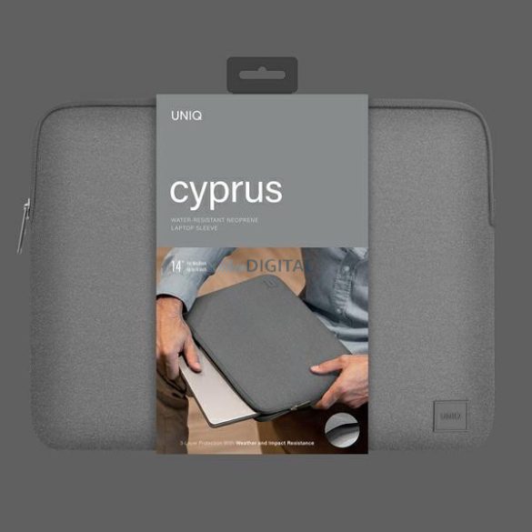 UNIQ torba Ciprus laptop tok 14" szürke Vízálló neoprén