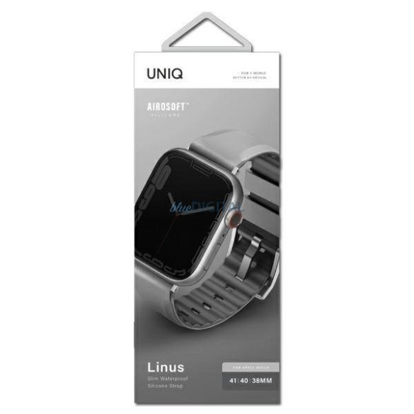 UNIQ Linus csereszíj Apple Watch 4/5/6/7/8/SE/SE2 38/40/41mm Airosoft szilikon - kréta szürke