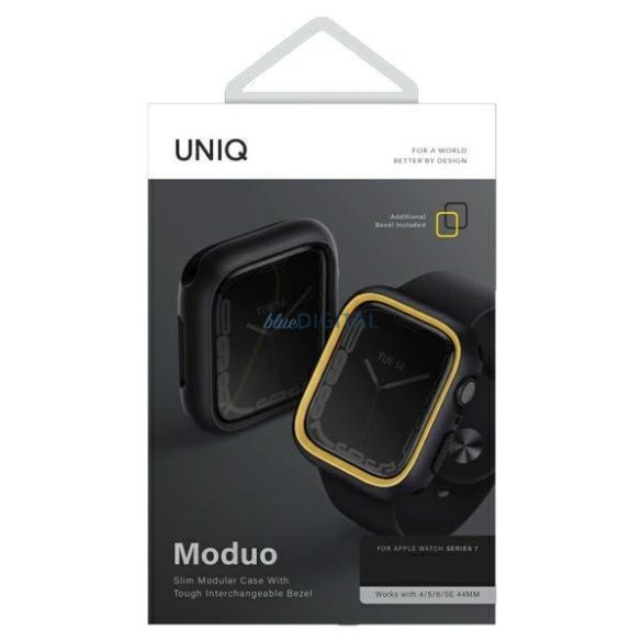 Uniq tok Moduo Apple Watch Series 4/5/6/7/8/9/SE/SE2 44/45mm fekete-mustár