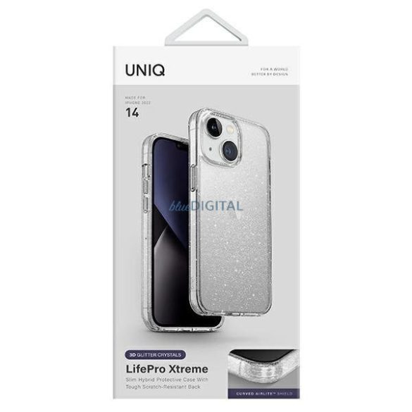 UNIQ etui LifePro Xtreme iPhone 14 6,1" átlátszó flitteres fényes