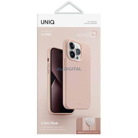 Uniq Case Lino Hue iPhone 14 Pro 6.1" Magclick Charging pirosas rózsaszín tok