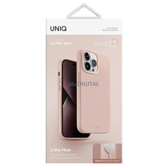 Uniq Case Lino Hue iPhone 14 Pro Max 6.7" Magclick Charging pirosas rózsaszín tok