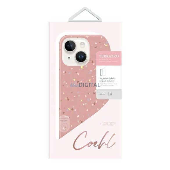 Uniq tok Coehl Terrazzo iPhone 14 6.1 "rózsaszín / korall rózsaszínű
