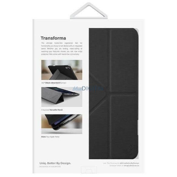 Uniq Case Transforma iPad 10 Gen. (2022) Antimikrobiális fekete tok