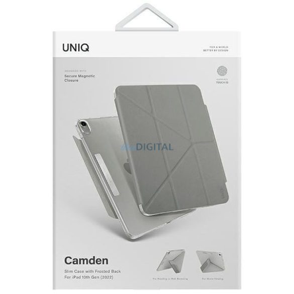 Uniq Case Camden iPad 10 gen. (2022) szürke antimikrobiális tok