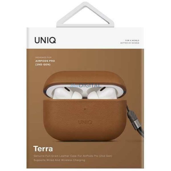 Uniq Case Terra AirPods Pro 2 gen. Valódi bőr barna tok