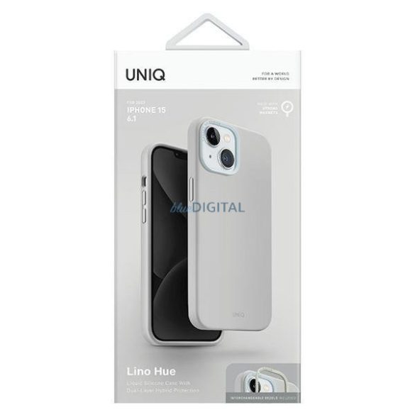 Uniq Lino Hue iPhone 15 tok 6.1" Magclick Charging világosszürke