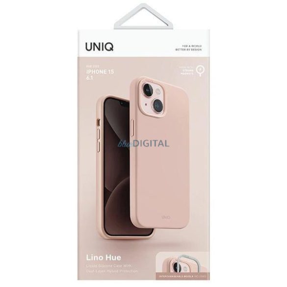 Uniq Lino Hue Magclick Magclick töltőtáska iPhone 15 - rózsaszín