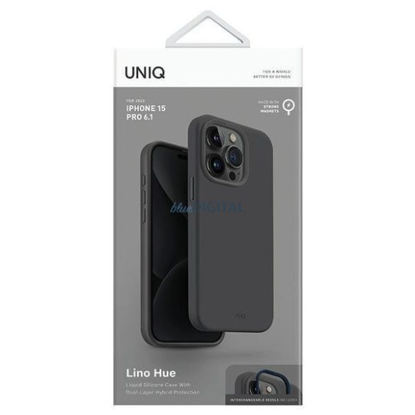 Uniq Lino Hue iPhone 15 Pro 6.1" tok Magclick Charging szürke