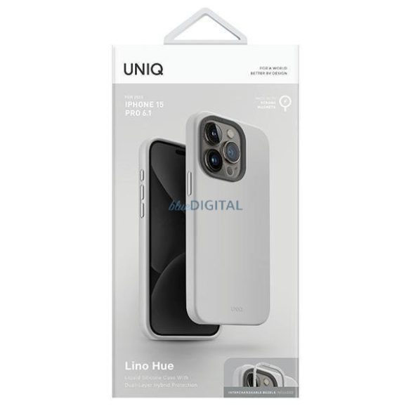 Uniq Lino Hue iPhone 15 Pro 6.1" tok Magclick Charging világosszürke