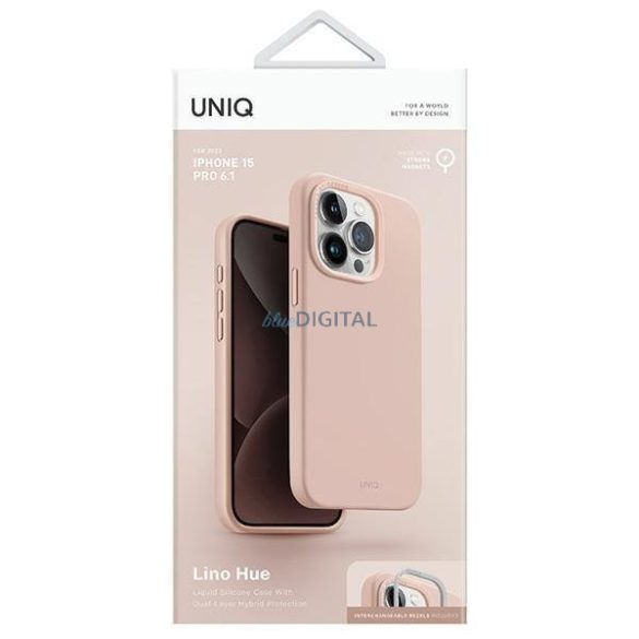 Uniq Lino Hue iPhone 15 Pro 6.1" tok Magclick Charging rózsaszín/pirosas rózsaszín tok