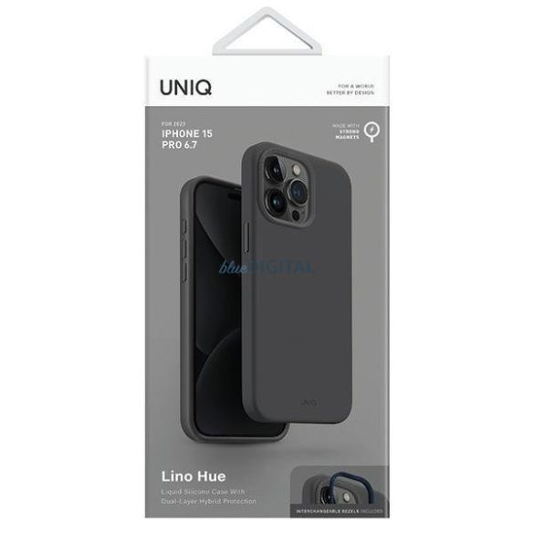 Uniq Lino Hue iPhone 15 Pro Max 6.7" tok Magclick Charging szürke
