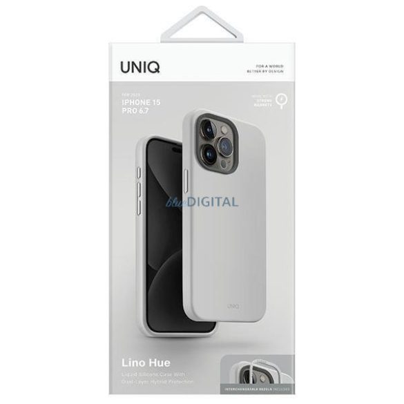 Uniq Lino Hue iPhone 15 Pro Max 6.7" tok Magclick Charging világosszürke
