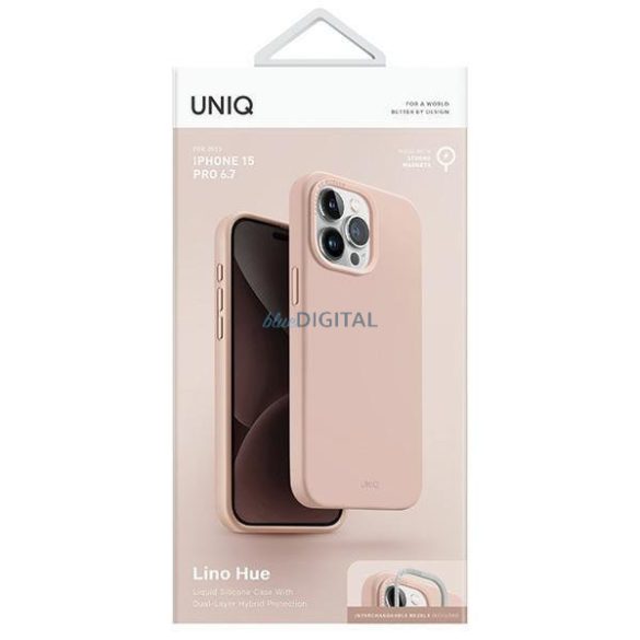 Uniq Lino Hue iPhone 15 Pro Max 6.7" tok Magclick Charging rózsaszín/pirosas rózsaszín