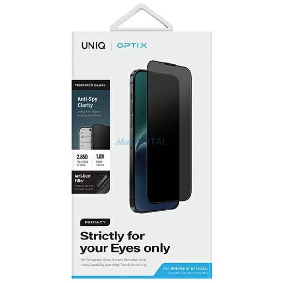 UNIQ Optix Privacy edzett üveg iPhone 15 Plus / iPhone 14 Pro Max