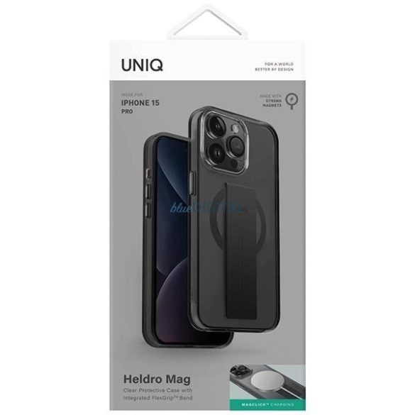 UNIQ Heldro Mag Magclick töltőtok iPhone 15 Pro készülékhez - fekete