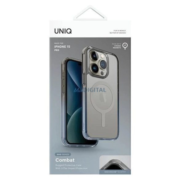 Uniq Combat Duo Magclick tok iPhone 15 Pro - kék-szürke