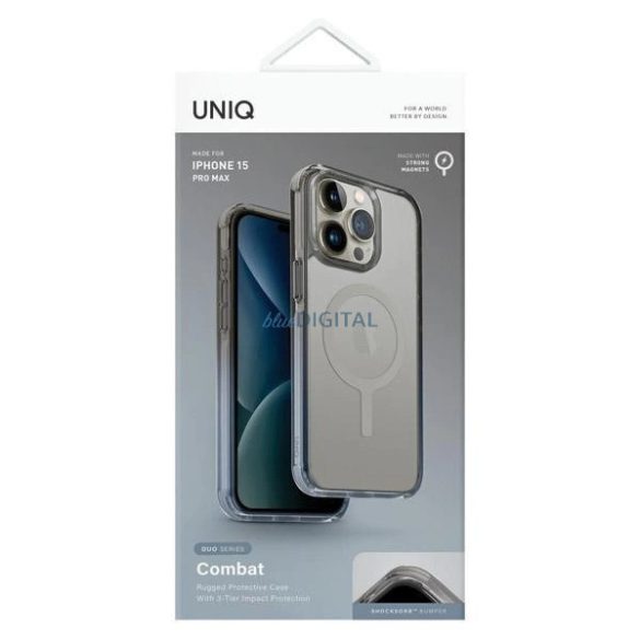 Uniq Combat Duo Magclick tok iPhone 15 Pro Max - kék-szürke