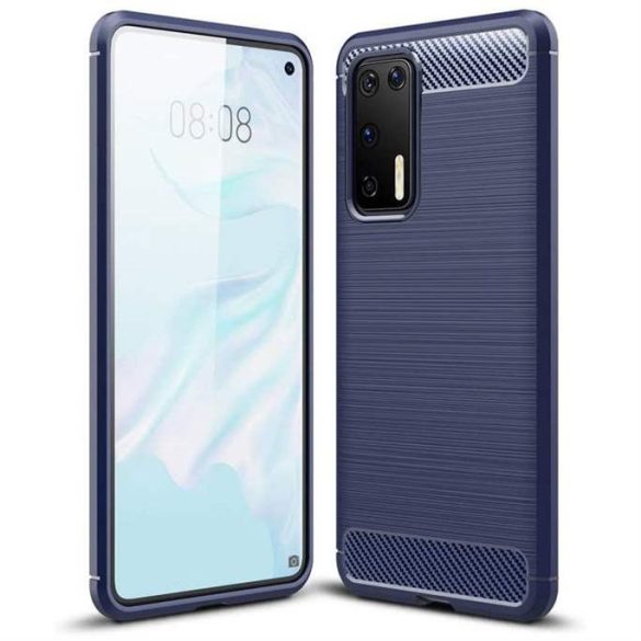 Carbon tok Rugalmas tok TPU tok Huawei P40 kék telefontok